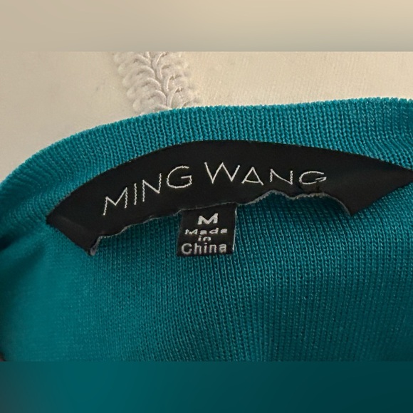 Ming Wang Turquoise Sleeveless Tank Top Medium Knit Aqua Blue Designer Sweater - Picture 10 of 10